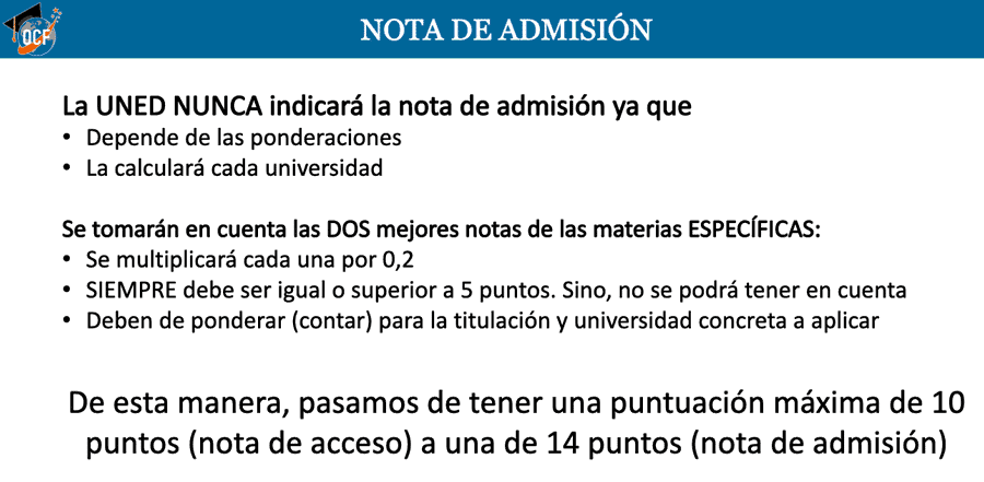 Nota de admisión a la Universidad española